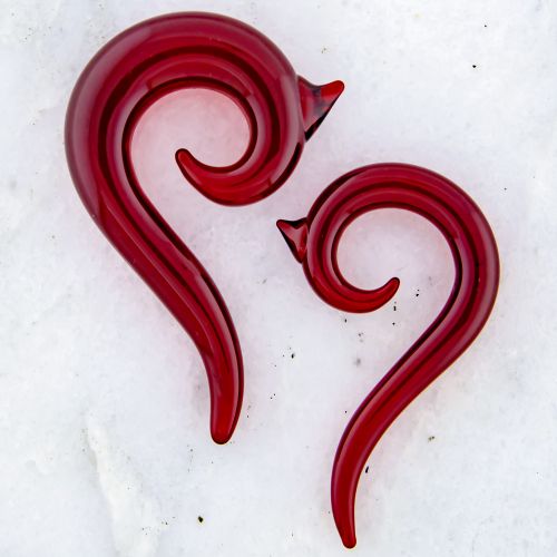 RED BOROSILICATE GLASS BORNEO SPIRALS 
