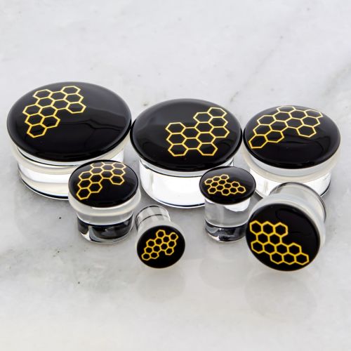 GOLD HONEYCOMB GLASS PLUGS