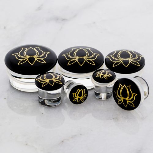 GOLD LOTUS GLASS PLUGS