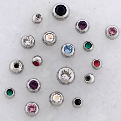 Steel Externally Threaded Bezel Set Replacement Balls with Premium Crystals