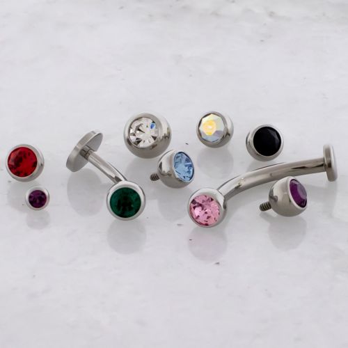 14G Steel Internally Threaded Floating Navel w/ Gem Ball End