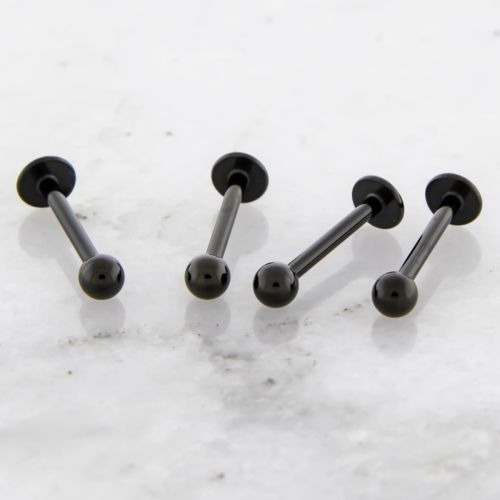 16G and 14G BLACK PVD COATED STEEL EXTERNALLY THREADED LABRETS