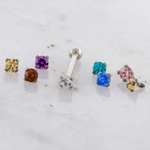 18G/16G STEEL HELIX/TRAGUS BARBELL W/ ROUND GEMS