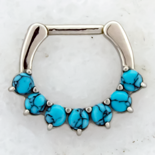 PRONG-SET TURQUOISE HOWLITE STONES SEPTUM CLICKER