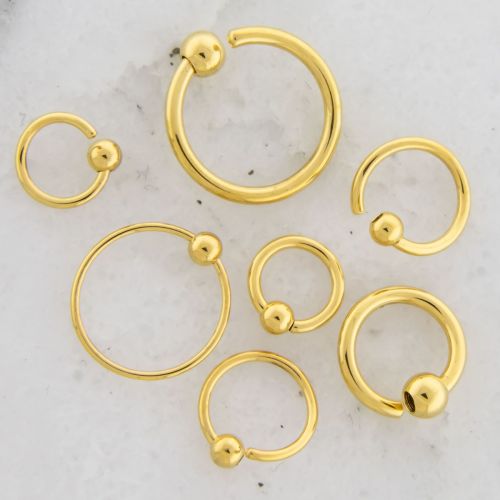 14G - 20G GOLD PVD FIXED BEAD CAPTIVE RING