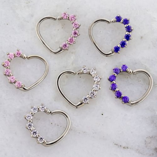 PRONG SET GEM ANNEALED HEART SEAMLESS DAITH RING 