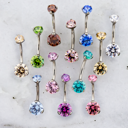 TITANIUM DOUBLE GEM PRONG SET PREMIUM ZIRCONIA