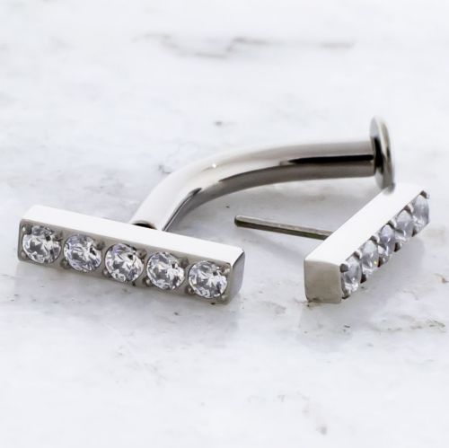 Titanium Floating Navel w/ Threadless 5 CZ Bar End Titanium Floating Navel w/ Threadless 5 CZ Bar End