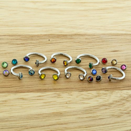 14G STEEL HORSESHOE W/ GEM DISC