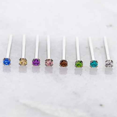 STEEL PRONG SET NOSE PINS WITH PREMIUM ZIRCONIA