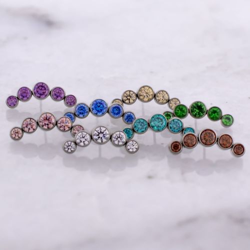 18G/ 16G INTERNALLY THREADED TITANIUM 5 PREMIUM ZIRNONIA CRESCENT CLUSTER 