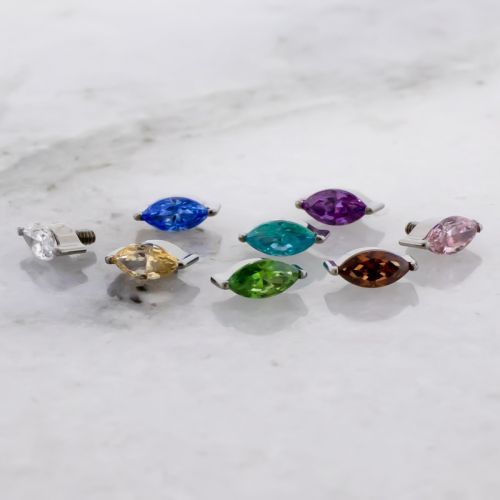 Titanium Internally Threaded Marquise Cut Premium Zirconia