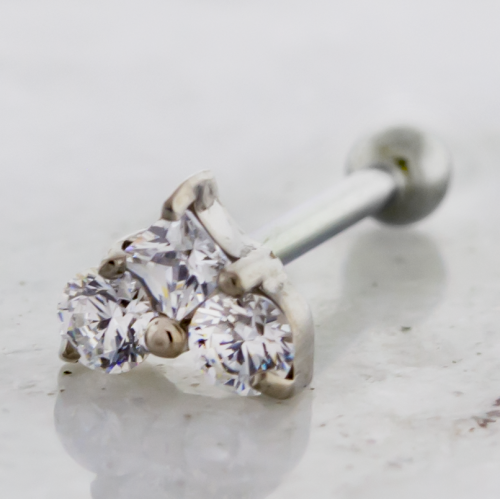 Titanium Threadless Straight Barbell w/ Square Trinity End