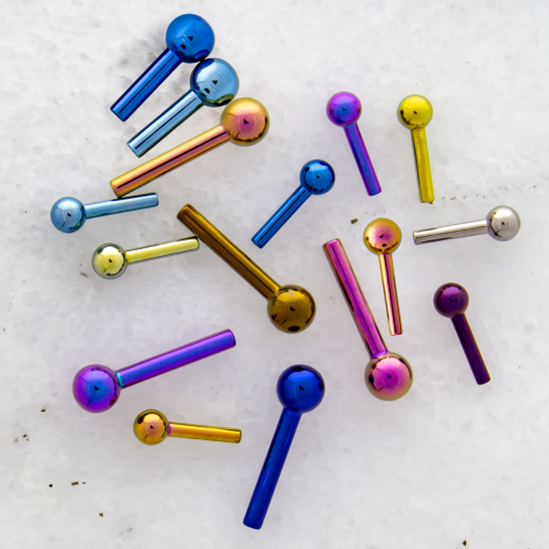 10G -18G TITANIUM THREADLESS BARBELL WITH FIXED BALL
