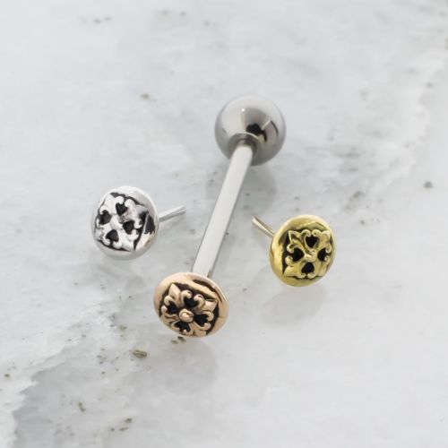 Threadless Titanium Barbell With 18k Gold Fleur De Lis End