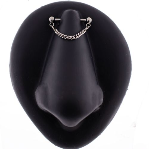 16G Titanium Threadless Nose Bridge Bar with Curb Chain