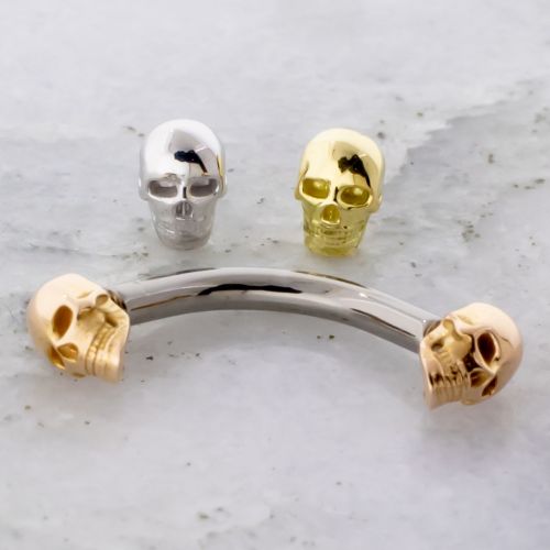 Titanium Threadless Curve With 18k Gold Skull