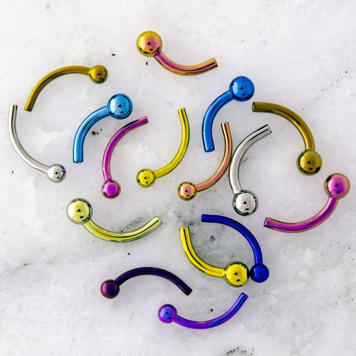 TITANIUM THREADLESS 14G CURVE POST ONLY WITH FIXED BALLS