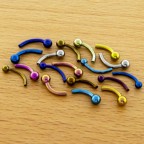 TITANIUM THREADLESS 16G &18G  CURVE WITH FIXED BALL