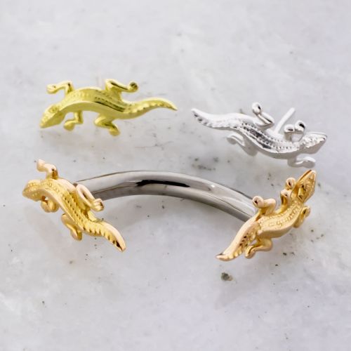 Titanium Threadless Curve With 18k Gold Crocodile End