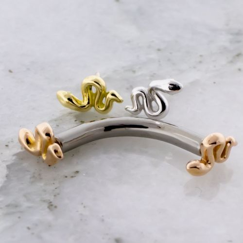 Titanium Threadless Curve With 18k Gold Snake End