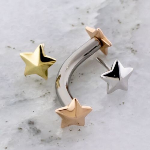 Titanium Threadless Curve With 18k Gold Star