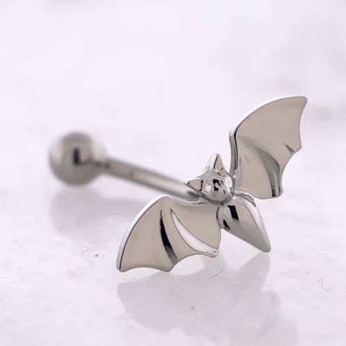 Titanium Threadless Curved Barbell w/ Bat End