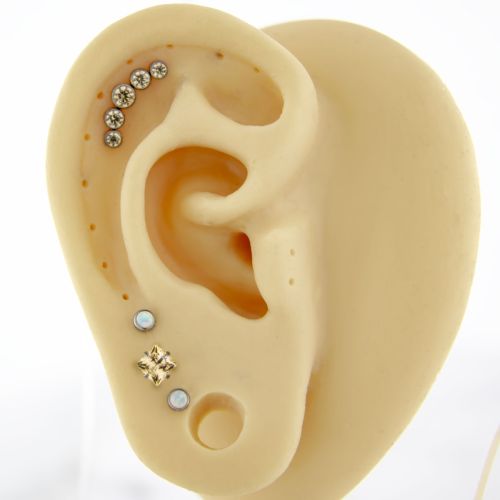 Titanium Threadless- Roxie- Fancy Champagne- Ear Curation