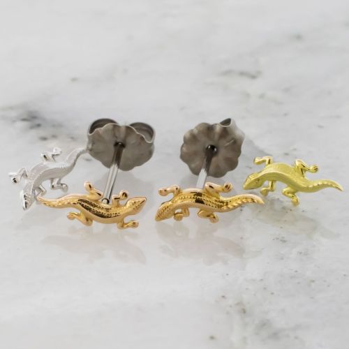 Titanium Earring Studs With 18kt Crocodile Ends