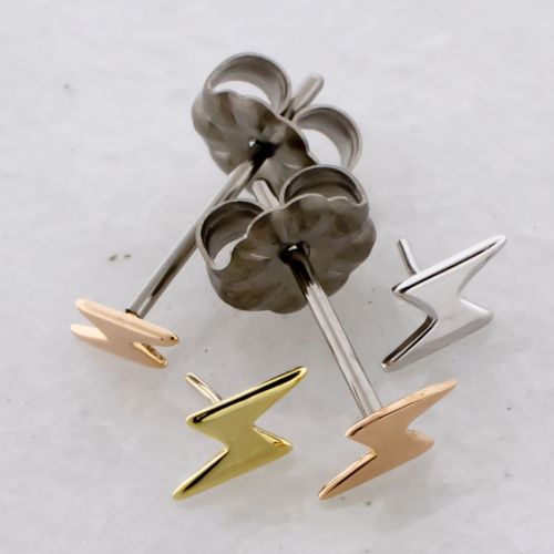 Titanium Earring Studs With Lightning Bolt Ends