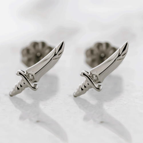 Titanium Threadless Earring Studs w/ Sword Ends