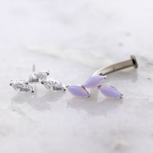 Titanium Threadless Floating Navel w/ Triple Marquise Cut Cubic Zirconia End
