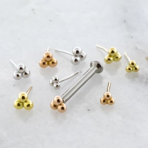 Titanium Helix Labret with 18KT Gold Triple Beaded End