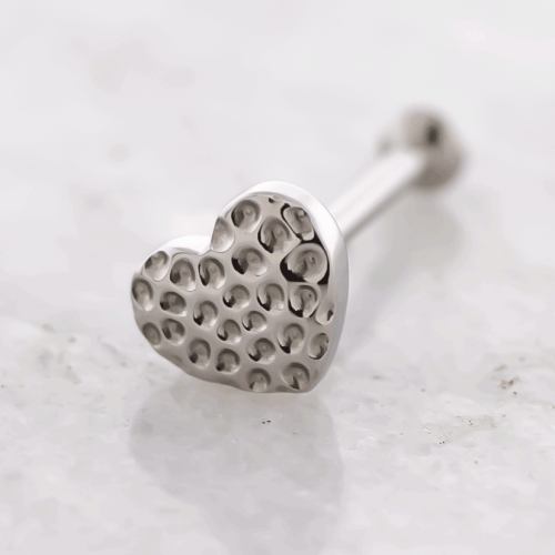 16G/ 18G Titanium Threadless Helix Labret w/ Hammered Heart