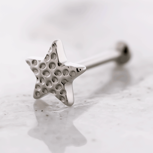 16G/ 18G Titanium Threadless Helix Labret w/ Hammered Star End