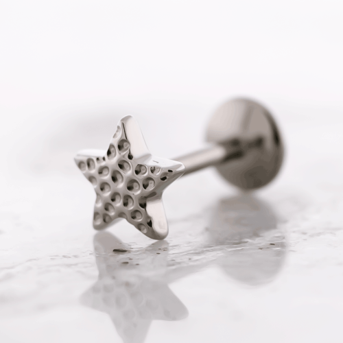 Titanium Threadless Labret w/ Hammered Star End