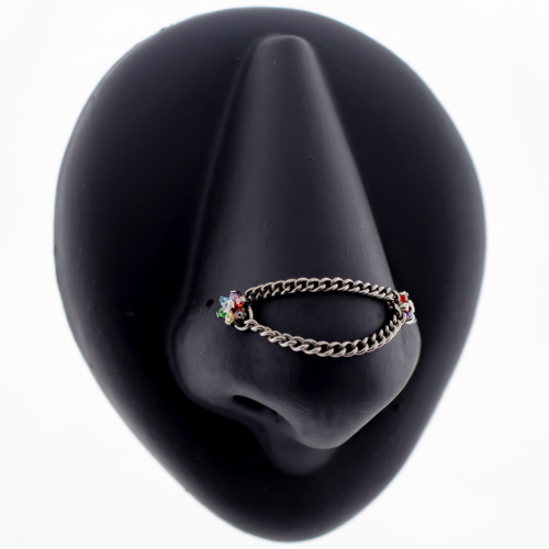 Titanium Threadless Nose Chain Curation - Arcoíris