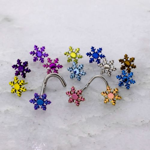 Titanium Threadless Nose Screw w/ Snowflake End