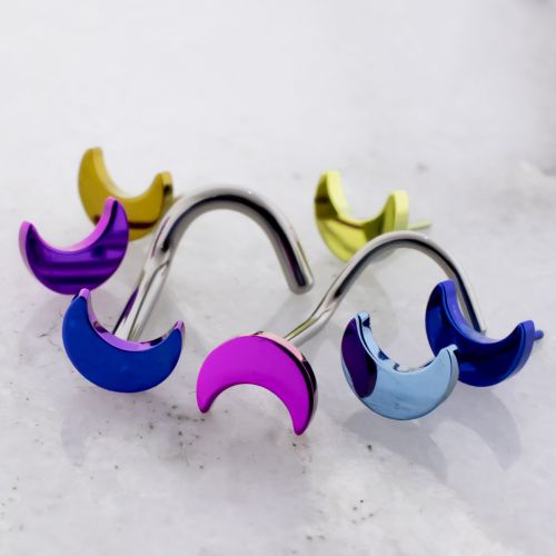 Titanium Threadless Nose Screw with Moon
