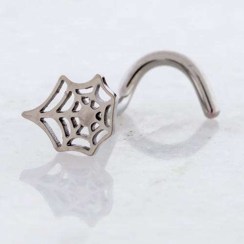 Titanium Threadless Nose Screw w/ Spider Web End