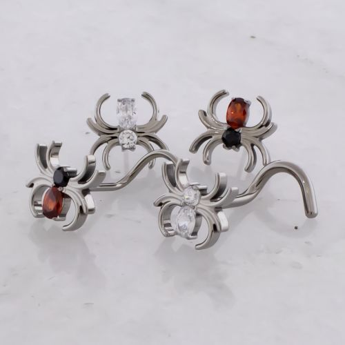 Titanium Threadless Nose Screw w/ Spider End w/ Cubic Zirconia