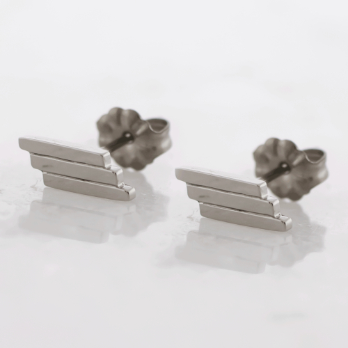 Titanium Threadless Earring Studs w/ Triple Staggered Bar Ends