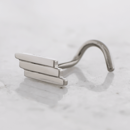 Titanium Threadless Nose Screw w/ Triple Staggered Bar End