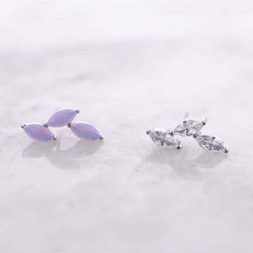 Titanium Threadless Triple Marquise Cut CZ End