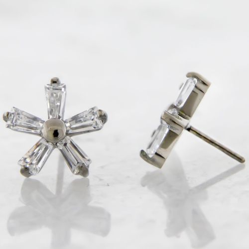 Titanium Threadless 5 Baguette Flower End