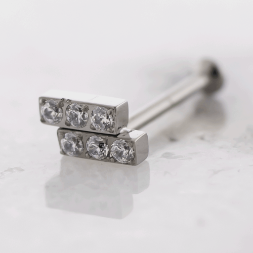 16G/ 18G Titanium Threadless Helix Labret w/ Double CZ Bar End