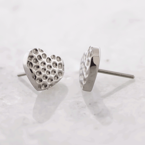 Titanium Threadless Hammered Textured Heart End