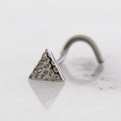 Titanium Threadless Nose Screw w/ Hammered Texture Triangle End