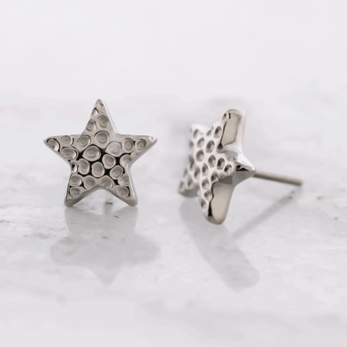 Titanium Threadless Hammered Star End