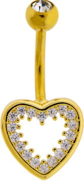 Heart w/ Gems Navel Ring-1.6MM (14G)-10MM (3/8
